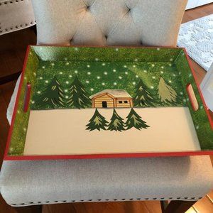 The Cellar Log Cabin Wooden Serving Tray - Never Used with Tag